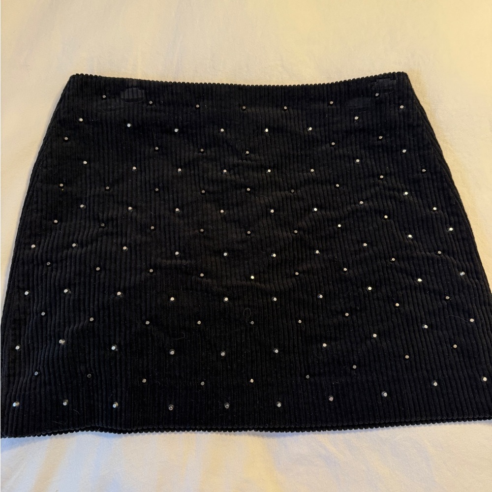 Blank NYC Black Corduroy Skirt with Stud Accents
